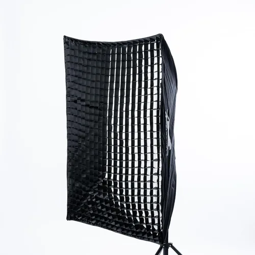 Caja de luz con soporte de guepardo de 32 x 48 pulgadas (Bowen de perfil bajo) con rejilla de caja de huevos y caja de luz estilo paraguas de