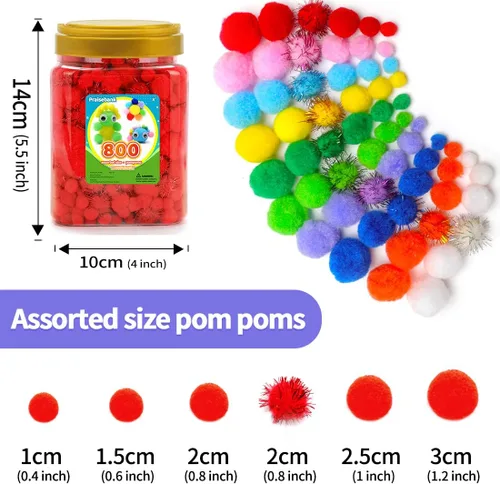 Miniatura 82 de Praisebank Pompones rojos, 90 unidades, 1.5 pulgadas, perfectos para artes y manualidades