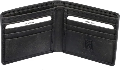 Miniatura 4 de Cartera de cuero con bloqueo RFID para hombre, Oso negro, Cartera Rfid