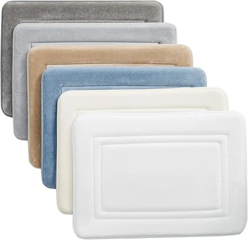 Miniatura 6 de Truly Calm - Juego de 2 alfombrillas de espuma viscoelástica de poliéster azul de 2 piezas de 20 x 32 pulgadas, sólido para hombres y mujeres