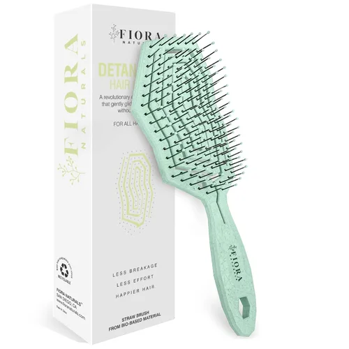 Miniatura 12 de Fiora Naturals Juego de cepillo desenredante bio-amigable, cepillo redondo y peine para mujeres - Todos los tipos de cabello: natural, fino y rizado