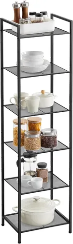 Miniatura 12 de SONGMICS Estante de almacenamiento de 4 niveles, estante de baño, soporte extensible para plantas con estante ajustable, para baño, sala de estar