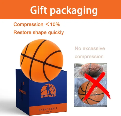 Miniatura 2 de Pelota de baloncesto silenciosa Tamaño Regalo Embalaje Cumpleaños Bola de espuma para interiores Naranja Dribbling silencioso para entrenamiento