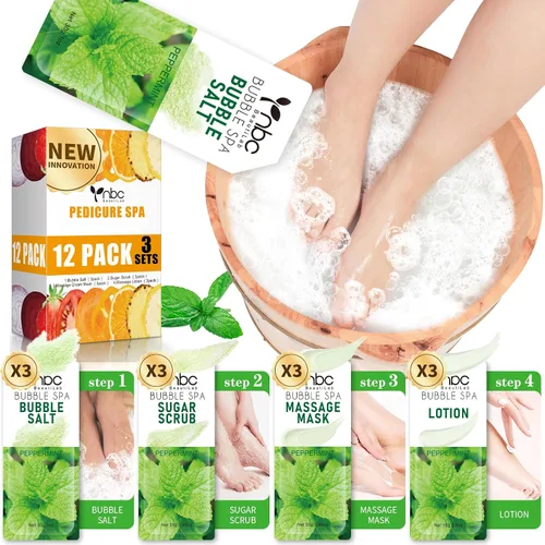 Miniatura 44 de Juego de spa de pedicura para pies, kit de pedicura para el hogar con sal de baño, loción hidratante de crema exfoliante para pies, cuidado de pies