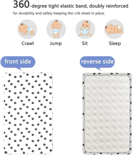 Miniatura 5 de Sábanas bajeras ajustables con temática a cuadros, sábanas portátiles para cuna pequeña, sábana bajera suave, ideal para habitación de niños o niñas