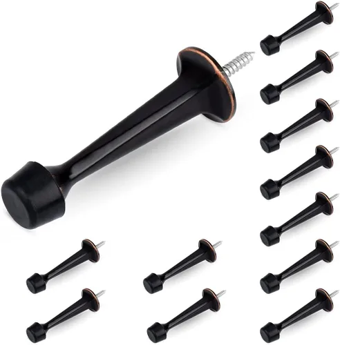 Miniatura 10 de HOMOTEK - Paquete de 12 topes de puerta rígidos sólidos resistentes con punta de goma suave, tope de puerta de zinc fundido para proteger la pared