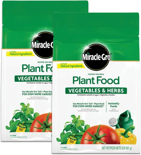 Miracle-Gro Alimento vegetal soluble en agua, verduras y hierbas, 2 libras, paquete de 2
