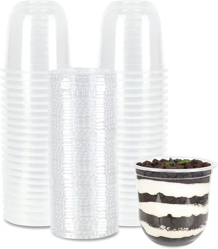 Miniatura 7 de Vasos desechables de plástico transparente de 12 onzas con tapas de cúpula, perfectas para bebidas frías, café, batidos, postres, sin BPA, paquete