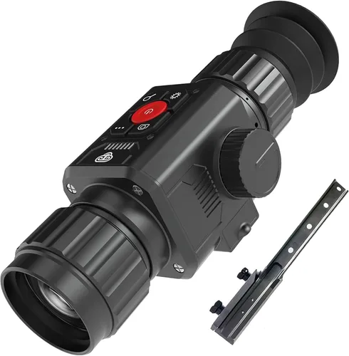 Miniatura 2 de GOYOJO Mira telescópica térmica de visión nocturna para caza, detección de largo alcance de 1.378 in/12 um, enfoque ajustable, imágenes HD, batería