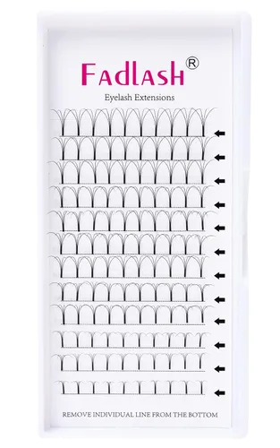 Miniatura 39 de FADLASH Extensiones de pestañas postizas en abanico con base puntiaguda 10D, extensiones de pestañas postizas de tallo medio, extensiones