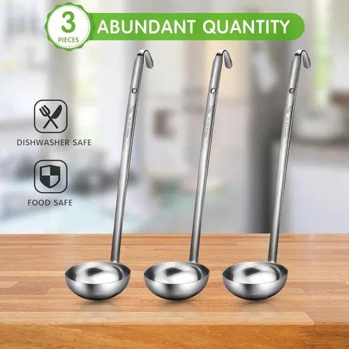 Miniatura 3 de meekoo Cucharón de acero inoxidable con mango de sopa con borde de vertido para cocina cocina salsa de sopa