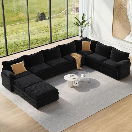 Miniatura 68 de Vesgantti Sofá modular de 108 pulgadas, cómodo sofá de nube con asiento profundo otomano movible, sofá modular en forma de L, sofás seccionales