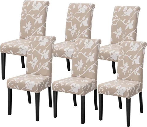 Miniatura 17 de FORCHEER Juego de 6 fundas para sillas de comedor, fundas elásticas para sillas de cocina, 6 piezas, fundas para silla Parson, paquete de 6, Flores