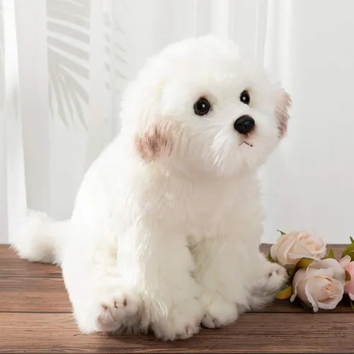 Miniatura 6 de HollyHOME Peluche maltés realista de perro maltés, regalo para mascotas, 13 pulgadas