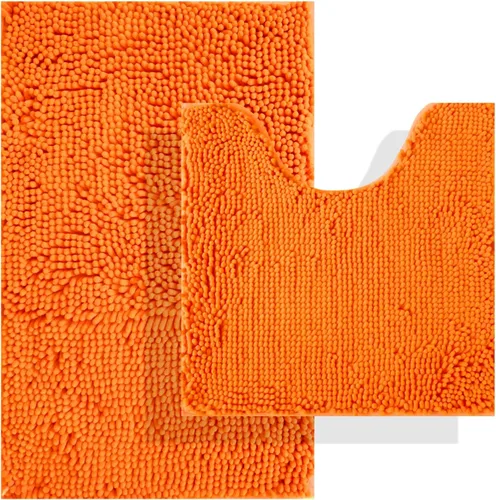 Miniatura 19 de Juegos de alfombras de baño de 2 piezas, alfombra de baño de felpilla extra suave ultra absorbente, alfombra de baño con base antideslizante de PVC