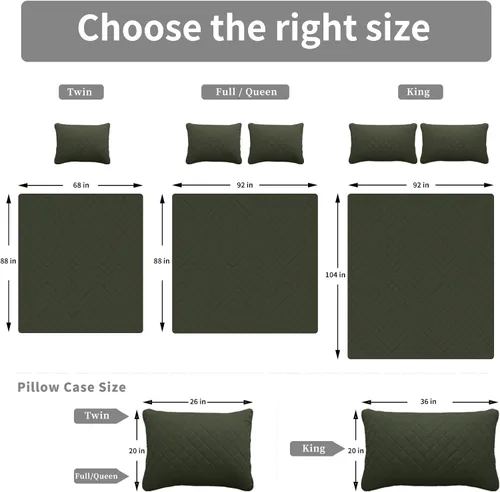 Miniatura 7 de Easy-Going - Juego de colcha reversible con 2 fundas de almohada, tamaño matrimonial/queen, colcha suave, resistente al agua y a las manchas