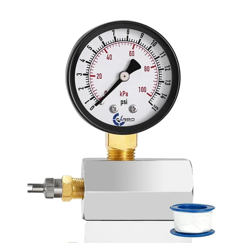 Miniatura 11 de Manómetro de Presión de Prueba de Gas 60 Libras, 60 PSI / 400 kPa, Conexión FNPT de 3/4", Válvula de Latón, Ensamble de Cuerpo con Forma de Campana
