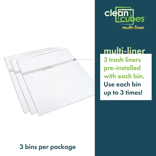 Miniatura 3 de Clean Cubes Botes de basura desechables de 13 galones (paquete de 3, con múltiples forros) con bolsas bajeras, contenedores plegables de basura