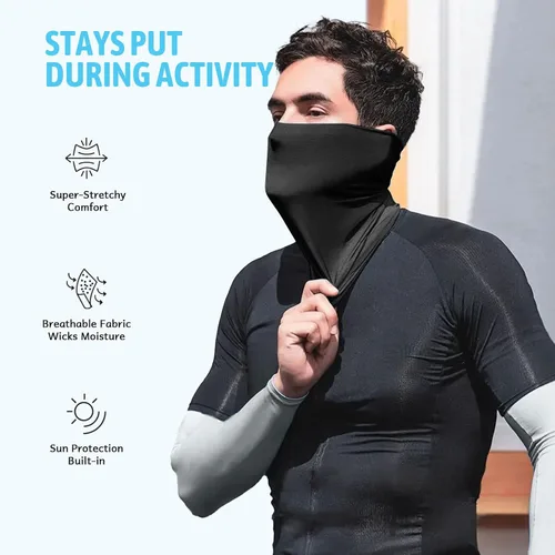 Miniatura 3 de Awumbuk Polaina para el cuello para hombres y mujeres, paquete de 6 máscaras faciales transpirables para protección solar UV bandana bufanda