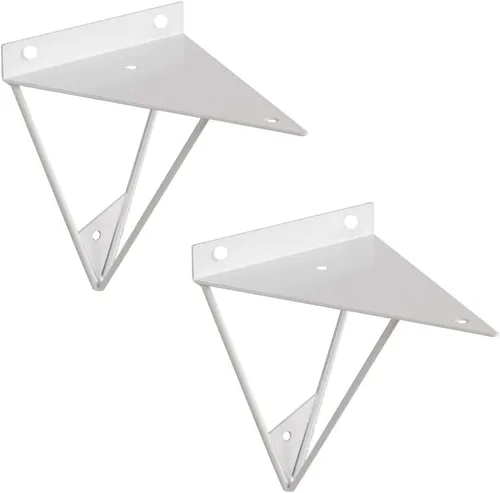 Soporte para estante de pared con forma de triángulo, de hierro forjado, con tornillo, 2 unidades (3.9 x 3.9 in, color blanco)