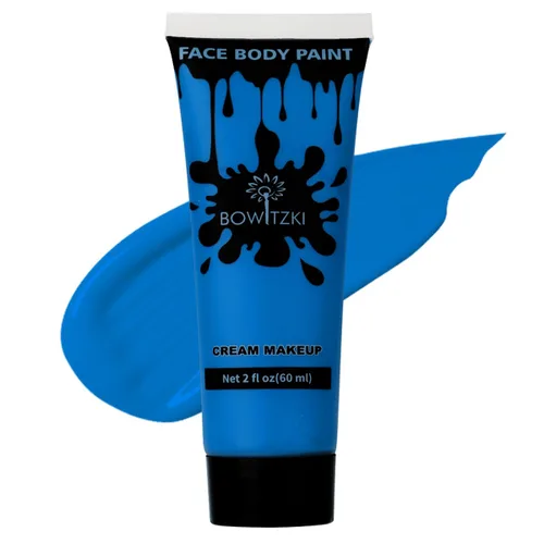 Bowitzki Pintura facial y corporal de 2 onzas, maquillaje en crema, 2.0 fl oz, pintura facial a base de agua, efectos especiales para adultos y Azul