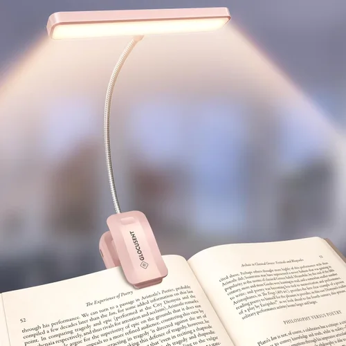 Miniatura 11 de Glocusent 26 luces LED recargables para leer en la cama, cuidado de los ojos, 5 colores ámbar y atenuación continua, dura de 1 semana a un mes, Negro