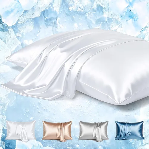 Miniatura 12 de Avolare Fundas de almohada refrescantes, más suaves que la seda, paquete de 2 fundas de almohada refrescantes para personas que duermen con calor