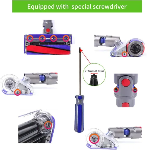 Miniatura 3 de Tira de felpa compatible con Dyson V6 V7 V8 V10 V11 cabezal limpiador de rodillos suaves, tira de felpa de cepillo azul, tira inferior, tiras