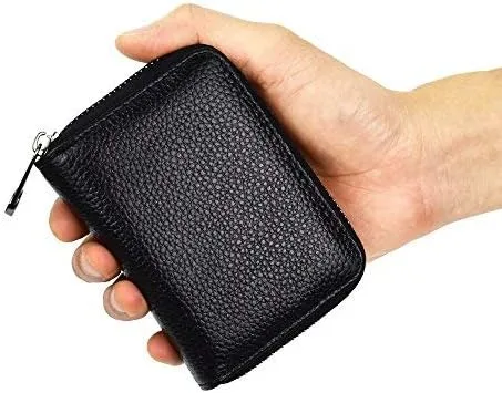 Miniatura 2 de Lacheln Portatarjetas para mujeres y hombres, carteras pequeñas RFID, estuche para tarjetas de crédito, organizadores de dinero, Negro, 20 ranuras