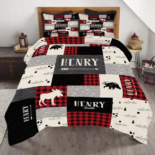 Miniatura 20 de ENCYCOM Edredón personalizado de oso bosque, edredón de animales del bosque, mejor juego de edredón decorativo único para cama colgante en la pared