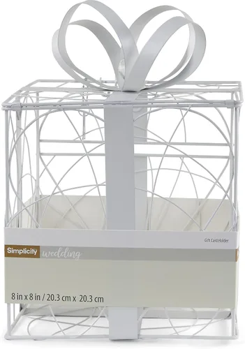 Miniatura 7 de Simplicity Caja de tarjeta de boda de metal blanco, 8.5 '' L x 9'' W x 11.2'' H Simplicity - Caja para tarjetas de boda