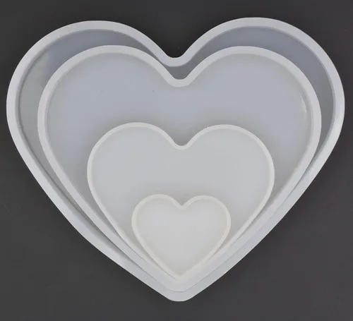 Molde epoxi en forma de corazón de amor, tamaño 7.1 in, 5.9 in, 3.9 in, 2.0 in de resina de fundición de silicona (no corazón profundo)