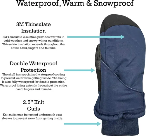 Miniatura 4 de N'Ice Caps Kids Waterproof Snow Mittens - Thinsulate Boys Girls Cold Weather