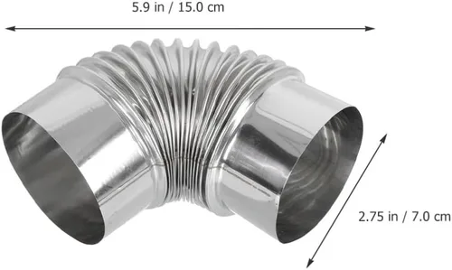 Miniatura 5 de ARTIBETTER Tubo de estufa de leña, estufa de calefacción de 2.8 in, codo de chimenea de escape, accesorios para estufa de campamento, mangueras