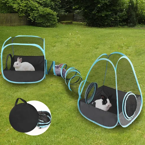 Miniatura 9 de YUEPET Túnel de conejo y cubo plegable tienda de campaña interactiva de túnel arrugado juguetes pequeños escondite de animales con pelota de juego