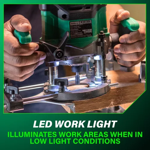 Miniatura 8 de Metabo HPT Fresadora de Inmersión Inalámbrica, Fresadora de Velocidad Variable de 36V, Hasta 46 Pies por Minuto, Diseño Ligero de 6.9 Libras, Luz