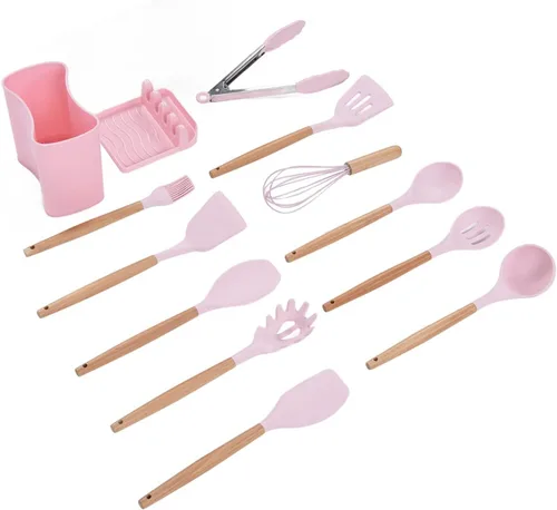 Miniatura 4 de Juego de utensilios de silicona de 13 piezas, juego de utensilios de cocina antiadherentes, utensilios de cocina de silicona de grado alimenticio