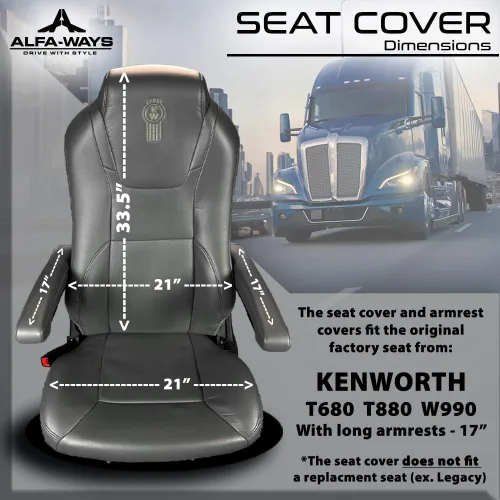 Miniatura 2 de Fundas para Asientos de Camiones para Kenworth Modelo T680, T880, W990 Marrón Brazos Largos 17" - Protección para Asientos de Camiones - Accesorios