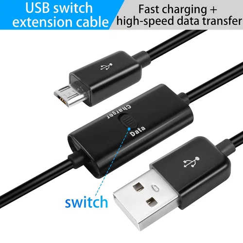 Miniatura 2 de GELRHONR USB a Micro USB de 3.3 ft con cable de carga de interruptor, compatible con transferencia de datos y alimentación para dispositivos micro