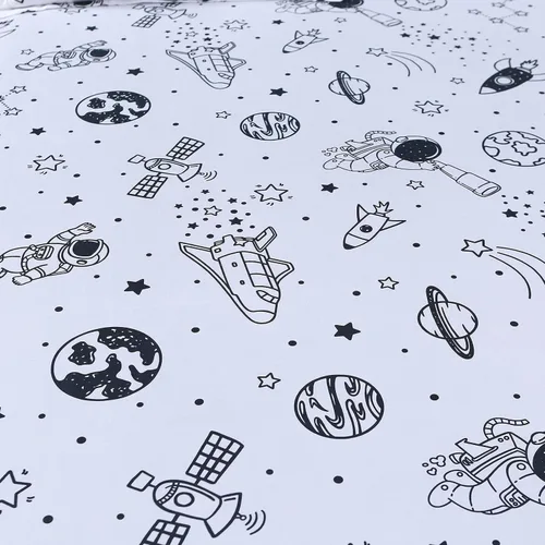 Miniatura 3 de MAG Juego de sábanas de 3 piezas tamaño individual, diseño de planetas galaxias a base de blanco, microfibra súper suave, para niños, adolescentes