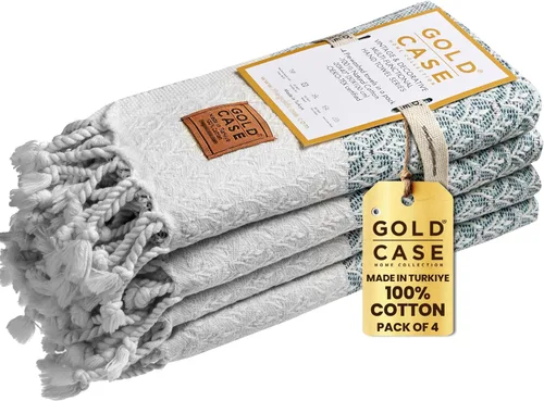 Miniatura 43 de Gold CASE - Juego de 4 Toallas de Mano Turcas para Baño, 20 x 40 pulgadas, Toallas de Baño 100% Algodón, Toalla Pequeña de Cocina Aphrodite