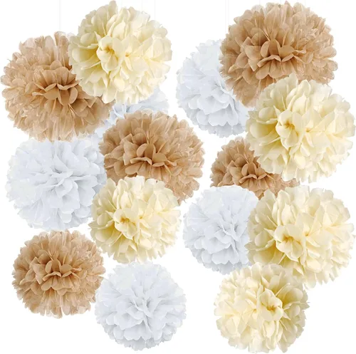 Miniatura 16 de Pompones de Papel de Seda Verde Oliva Salvia Decoraciones de Fiesta Safari Selva Flores de Papel Decoraciones Verde Natural Boho Decoración Colgante