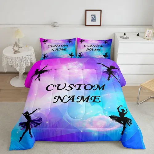 Miniatura 142 de Erosebridal Juego de ropa de cama de princesa de ballet, tamaño Queen, juego de edredón de 3 piezas para niñas bailarinas de ballet, lindo juego