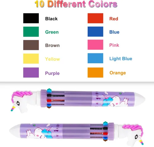 Miniatura 3 de 12 bolígrafos multicolores 10 en 1, bolígrafos retráctiles, lindos bolígrafos de dibujos animados de animales, suministros de trabajo, recuerdo