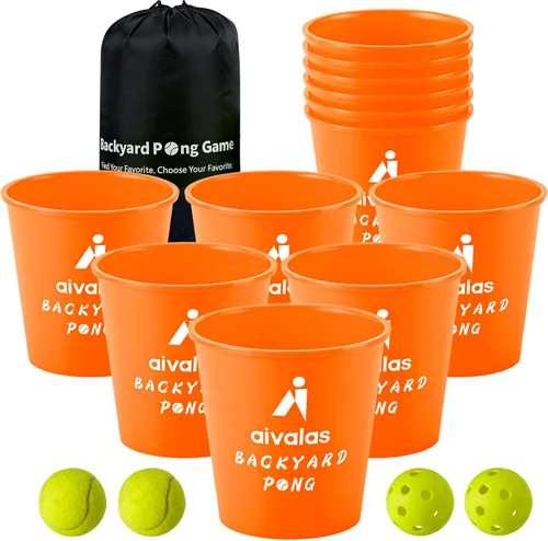 Miniatura 9 de Aivalas Yard Pong Outdoor Games, Giant Yard Games Set with 12 Buckets and Balls for Adults and Family, Toss Game Throwing Games for Beach, Camping