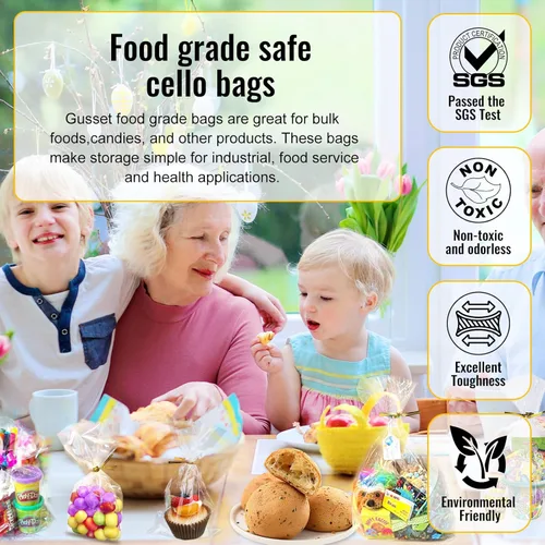 Miniatura 5 de 200 bolsas de celofán de 4 x 9 pulgadas, bolsas de celofán para dulces, bolsas de regalo transparentes, bolsas para cake pops, bolsas para Bolsas