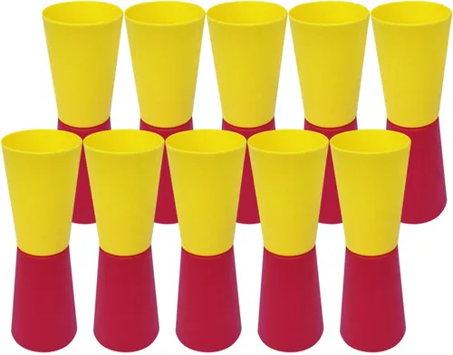 10 tazas abatibles invertidas para entrenamiento de agilidad de velocidad y coordinación corporal Rojo Amarillo