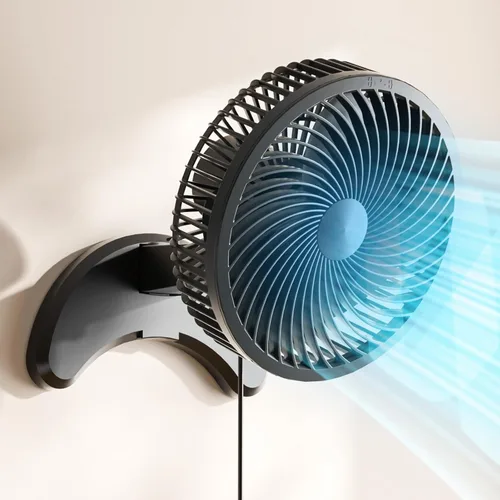 Koonie - Ventilador de pared de 8'', ventilador pequeño silencioso de pared con temporizador, control remoto cableado de 8.2 pies, oscilación de