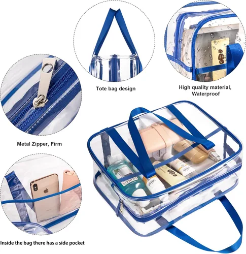 Miniatura 5 de Bolsa de aseo grande y gruesa de PVC con cremallera, bolsa transparente para cosméticos para el trabajo diario, viajes, deportes