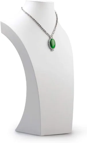 Miniatura 4 de Oirlv Soporte de exhibición del collar del busto de la joyería del cuero blanco (H 15.28")